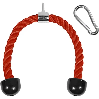 Imagen de Yes4All JXLX Cable tríceps, Accesorio de máquina Ejercicio, desplegable Longitud Cuerda Pulgadas, Unisex, B. 27&quot; Rojo, Negro