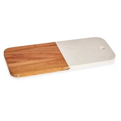 Imagen de Tabla cortar madera y marmol blanco 38cm colección KINVARA