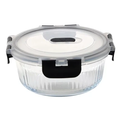 Imagen de MasterPro Foodies Recipiente Para Alimentos de 620 ml Fabricado en Resistente Vidrio Borosilicato Alto Tupperware Forma Redonda Con Respiradero Elegante Diseño Apto Microondas