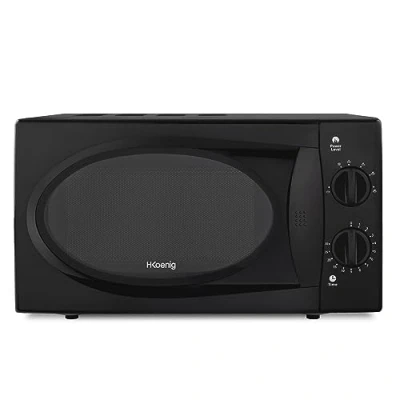 Imagen de H.Koenig Microondas Compacto 20L VIO6B Negro, Potente 700W, Plato giratorio 24,5cm, Multifunción 5 niveles de calor y función descongelar, Temporizador hasta 30min, Rápido, Encimera