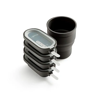 Imagen de Lékué Molde Helado Creamy + Recipiente de silicona, Marrón, Set 4