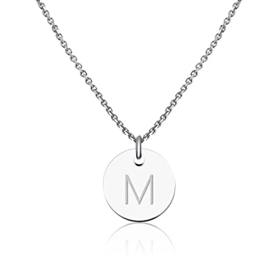 Imagen de GOOD.designs ® Collar Inicial para mujeres (Colgante Inicial) Cadena de Mujer plata letras redondas) (M)