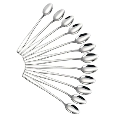Imagen de Juego de 12 Cucharas Latte,Cuchara agitación Mango Largo Acero Inoxidable，cucharas café para té Helado Cóctel