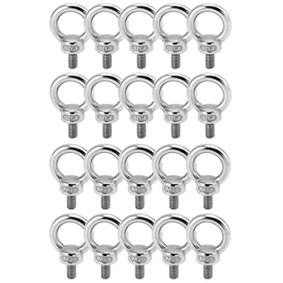 Imagen de QWORK® 20 Piezas M6 Cancamo 65KG Anillos de Elevación, Perno Ojo Levantamiento Rosca Macho in 304 Acero Inoxidable