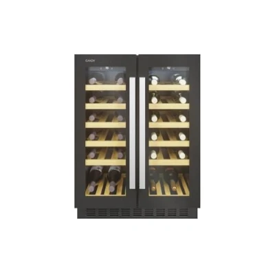 Imagen de Candy DiVino CCVB 60D/1, Vinoteca Integrable Dos Zonas, 119L, 38 Botellas, Control Independiente, 12 Baldas, Tratamiento Anti UV, Compresor Silencioso, LED, Temperatura 5º a 18º, 39DB, Clase G, Negro
