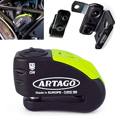 Imagen de Artago 30X5 Pack Candado Antirrobo Disco con Alarma 120db Alta Seguridad + Soporte para Ducati Monster Diavel, Homologado SRA y Sold Secure Gold