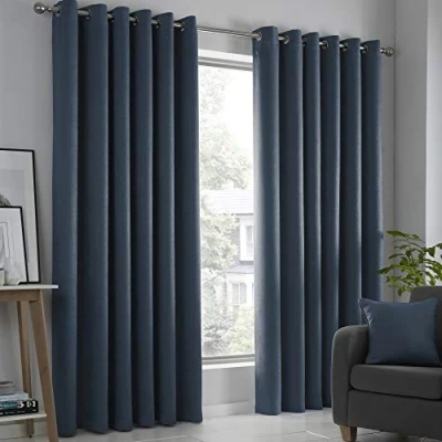 Imagen de Fusion Strata Par de Cortinas con Ojales, 117 x 183 cm, Color Azul Marino