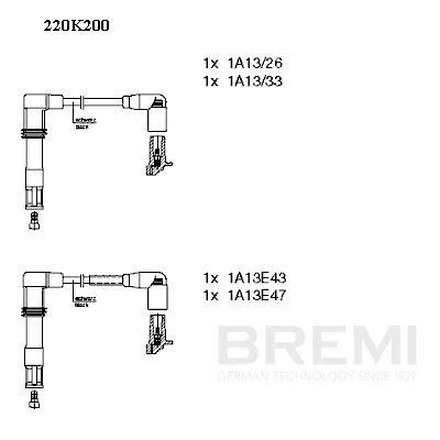 Imagen de BREMI 220K200 Juego de Cables Encendido 4 sin soporte SEAT: Ibiza 2, Córdoba I Berlina, 3