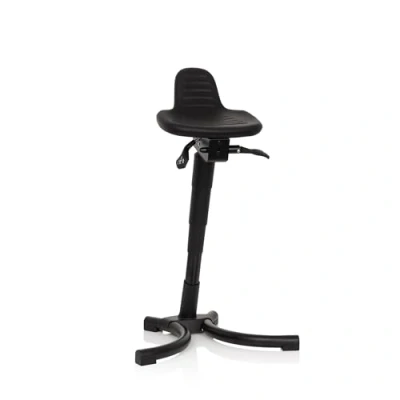 Imagen de hjh OFFICE Taburete para Oficina de Trabajo Multiusos Top Work 34 Asiento Goma Duro con Respaldo Altura Ajustable Negro