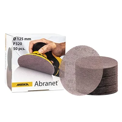 Imagen de Mirka Abranet rejilla de lijado Ø 125mm cierre adhesivo / grano P320 50 piezas 5423205032 Adecuado para todas las lijadoras orbitales y lijar madera, masilla
