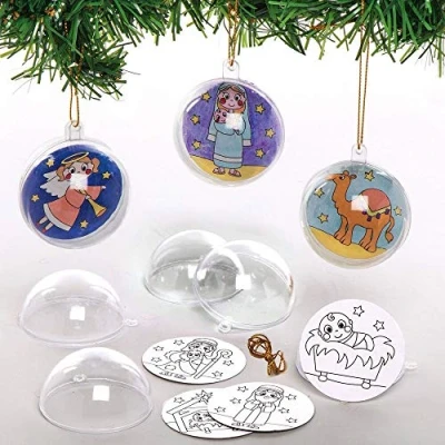 Imagen de Baker Ross AX555 Kit De Bolas Navideñas Para Colorear Paquete 8, Manualidades Niños, Ideal La Escuela, Grupos Manualidades, Escuela Dominical, Caseras