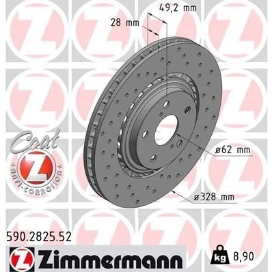 Imagen de ZIMMERMANN SPORT COAT Z 590.2825.52 Disco de freno 328 28 7/5 5 114 ventilación externa, perforado revestido TOYOTA: RAV4 IV SUV, LEXUS: NX, RX III