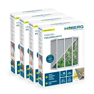 Imagen de HOBERG mosquitera con fijación magnética set de 4 ventana a medida hasta 150 x 130 cm 16 imanes