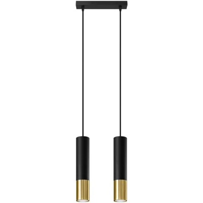 Imagen de SOLLUX lighting Loopez 3L Spotlight Pendel Deckenleuchte, zylindrischer Schirm + 2 Metall Kombination, austauschbare GU10 Glühbirne, 3 x 40 W, Stahl,