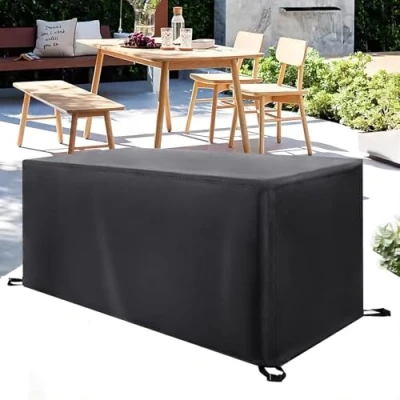 Imagen de KADING Funda Mesa Exterior Impermeable, 190x90x75cm Sofa Impermeable Rectangular Muebles Jardin Conjunto y Sillas
