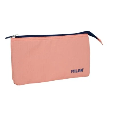 Imagen de Bolso escolar portatodo milan 1918 collection 3 cremalleras y 5 compartimentos rosa 215x35x125 mm