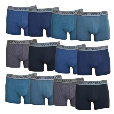 Imagen de DON ALGODON Pack 12 Boxers Hombre Suaves, Transpirables y Resistentes (FR/ES, Letras, M, Regular, Multicolor4)