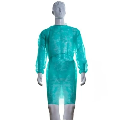 Imagen de Bata protección médica desechable. Verde. Con mangas y puño elástico. Pack 10 uds
