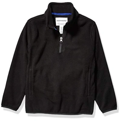 Imagen de Amazon Essentials Chaqueta con Cremallera de un Cuarto Forro Polar Niño, Negro, 9 años
