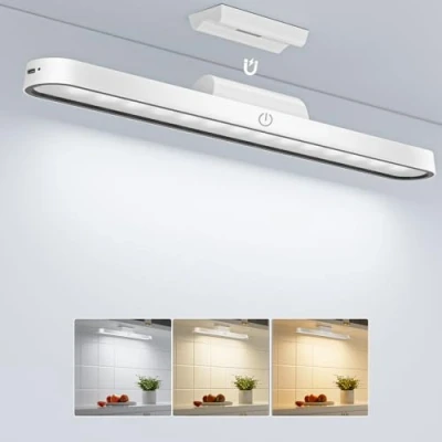 Imagen de TOPPLEE Luz LED Magnética 2500mAh Armario USB Recargable Nocturna Regulable con Control Táctil Adecuada para Armario, Cocina, Escritorio, Lectura, Maquillar