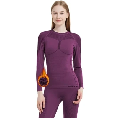 Imagen de MEETWEE Ropa Interior Funcional para Mujer Pantalones cálidos Mujeres El Traje de Calentamiento es Adecuado Deportes al Aire Libre, esquí y Fitness en otoño e Invierno.