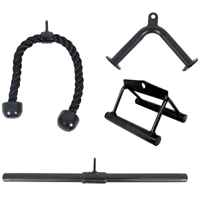 Imagen de BalanceFrom Powergainz Tricep Press Down Cable Attachment, LAT Pulldown Weight Machine Accessories, V Handle Rope, Rotating Bar, Shaped Bar Black