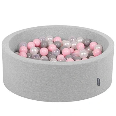 Imagen de KiddyMoon 90X30cm/300 Bolas ∅ 7Cm Piscina De para Ninos Hecha En La UE, Gris Clr:Perla/Gris/Transparente/Rosa Clr