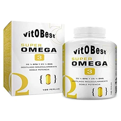 Imagen de Super Omega 3. 90 perlas de doble potencia. 3 contienen: ácido eicosapentaenoico (EPA) 35% 1050 mg; docosahexaenoico (DHA) 25% 750 mg.