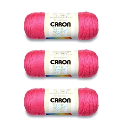 Imagen de Caron Simply Soft Ovillo Brites de sandía, paquete 3 unidades 6 onzas, acrílico, 4 medianos (peinado), 315 yardas, tejido/ganchillo