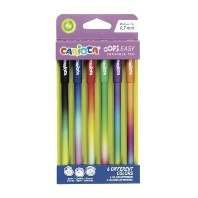 Imagen de Carioca Bolígrafos Borrables Oops Easy colores Surtidos Caja de 6 con Tinta Termosensible Aspecto degradados Punta Ø 0,7 mm piezas