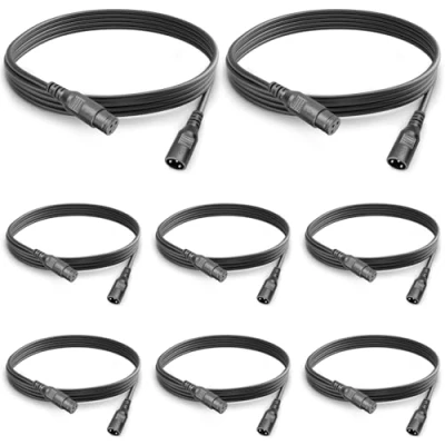 Imagen de 8Pack Cable Dmx 2m para Luces Xlr Macho Hembra 3 Pin de Luz Dmx, Pines Canon Conexión Señal Cabeza Movil o Focos Escenario Led, Micrófono Mezclador Audio
