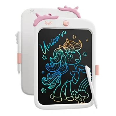 Imagen de Tableta de escritura LCD Unicorn para niños juguetes niñas 3 4 5 6 7 8 años, tablero garabatos reutilizable con lápiz capacitivo, educativos aprendizaje (Blanco)