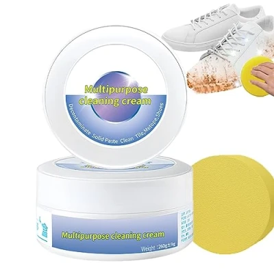 Imagen de Alelyer Crema De Limpieza Multifuncional Para Zapatos,Crema Limpiadora Zapatos Multiusos,Crema Manchas Zapatillas Con Esponja,Limpiador Quitamanchas Multifuncional,260g