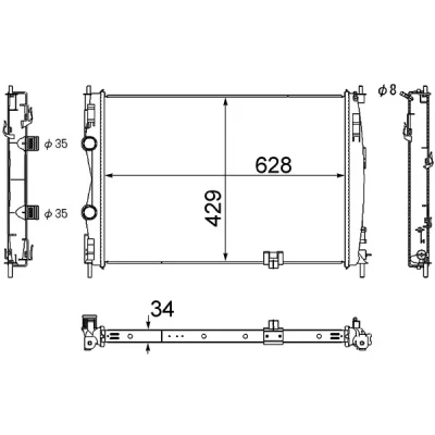 Imagen de MAHLE ORIGINAL CR 1076 000S Radiador, refrigeración del motor para vehículos con/sin climatización 628 429 34 Aletas soldadas