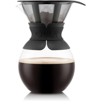 Imagen de Bodum Pour Over 1 L Cafetera de Goteo con Filtro Permanente, Vidrio, plástico, Acero, Negro, Centimeters