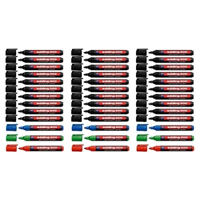 Imagen de edding Rotulador permanente 300 (30 x negro) + 9 (rojo/verde/azul)