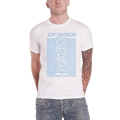 Imagen de Joy Division T Shirt Unknown Pleasures Azul On Blanco Logo Oficial De Los Size XL