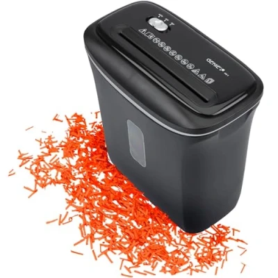 Imagen de Genie trituradora de papel 480X, 8 hojas, corte en partículas, nivel seguridad P 4, función arranque y parada automática, papelera 12 L, protección contra sobrecalentamiento,