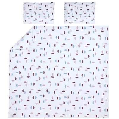 Imagen de Meyco Ropa de Cama Doble Home Shapes (algodón, Material Transpirable, Cuidado fácil, Ajuste, práctica Tira Plegable, Dimensiones: 240 x 200/220 cm), Morado