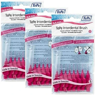 Imagen de Tepe Cabezales interdentales para cepillo de dientes (con colgador, 0,4 mm), color rosa, pack 3 x 8 unidades