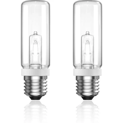 Imagen de TobeBright 250W Bombilla Tubular E27 Halogeno Blanco Cálido 2800K Regulable 3665LM Lampara Halogena para Estudio, Oficina, Salón, Dormitorio, 230V, paquete de 2