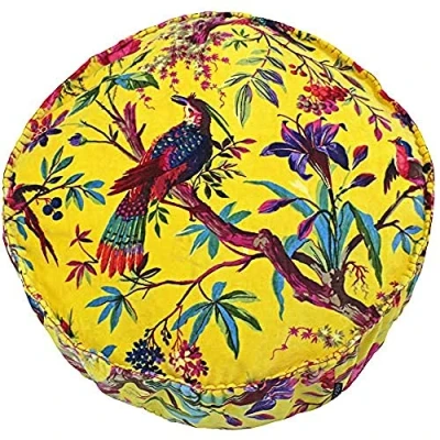 Imagen de Riva Paoletti Funda de cojín Redonda, Algodón, Amarillo, 51 x cm (Pack of 1)
