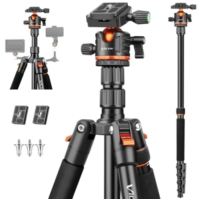 Imagen de Victiv 78.7&quot;/ 200cm Tripode Camara, Trípode Cámara Reflex de Viaje Ligero y Compacto Aluminio, para Movil Panorámico 360 Fotografia, Monopod Vídeo Canon Nikon Sony