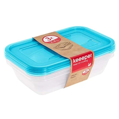 Imagen de keeeper Set de 3 Fiambreras, x 2,4 l, 29 19 7 cm, Fredo Fresh, Azul transparente