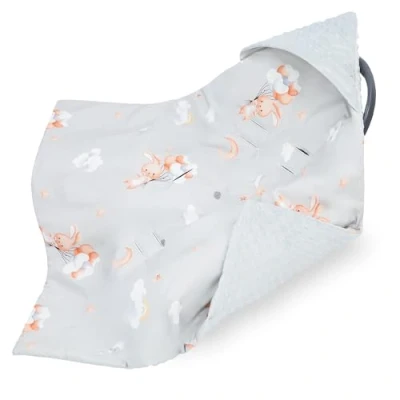 Imagen de Totsy Baby Manta porteo Saco para Silla de Coche Paseo capazo y Carro Verano 90x90 cm Universal arrullo cobertor Cochecito niños niñas Lavable Transpirable Minky Conejo