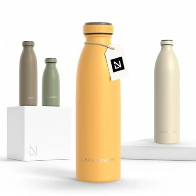 Imagen de Lars NYSØM Botella de Acero Inoxidable aislada 0,75l Agua 0,75 litro a Prueba Fugas para Deportes, Bicicleta, Perro, (Pumpkin Orange, 750ml)