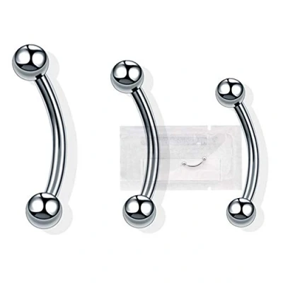 Imagen de WARRIOR Piercing para Cejas Circular/Curvado estéril en Acero quirúrgico 316L 16G (1,2 mm) con una Bola de 3 mm Longitud 8 10 12 PMS 001 (12)