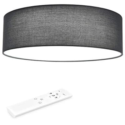 Imagen de Navaris Lámpara LED de techo moderna Iluminación interior Con pantalla para salón dormitorio mando a distancia y temporizador En gris