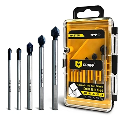 Imagen de GRAFF 5 Piezas Juego Brocas de Carburo Tungsteno para Azulejos Сerámica Ladrillo Hormigón Vidrio Espejos Madera Plástico Porcelana Accesorios Taladro