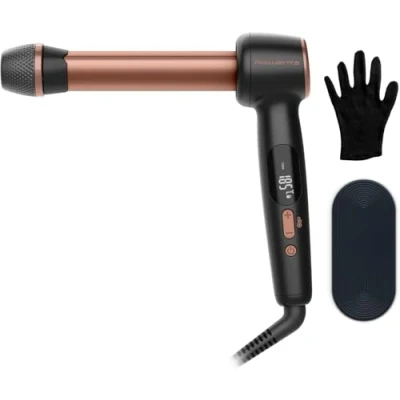 Imagen de Rizador Rowenta Twist Curl CF4620, 3 tamaños en 1, Barril ajustable forma de L, 4 temperaturas, Revestimiento cerámico, Negro​